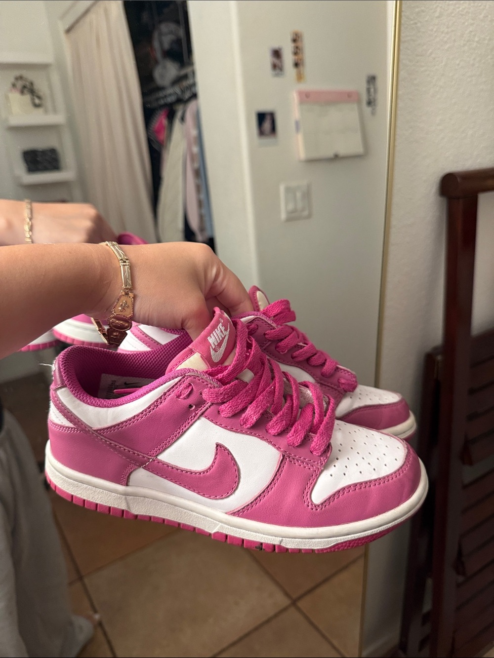 Nike Kids Pink and White Low-Top Swoosh Sneakers